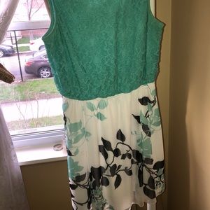Spring/summer green white dress